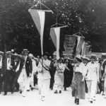 people marching with banners